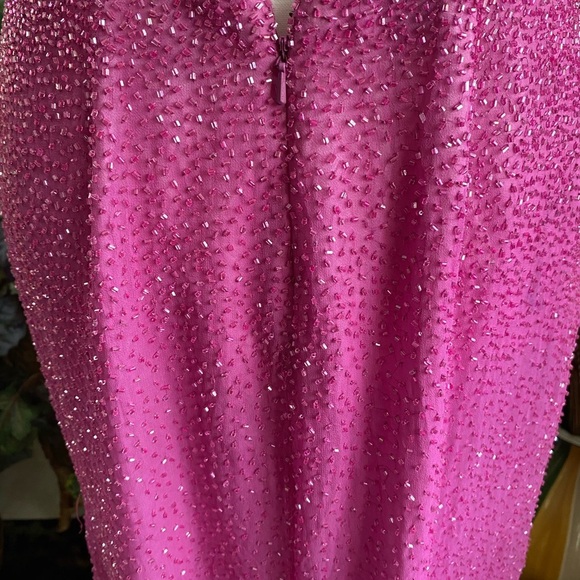 Pink Scala Beaded Sheath Gown Size Large Mermaidcore Holiday Glamcore Balletcore - Picture 9 of 16